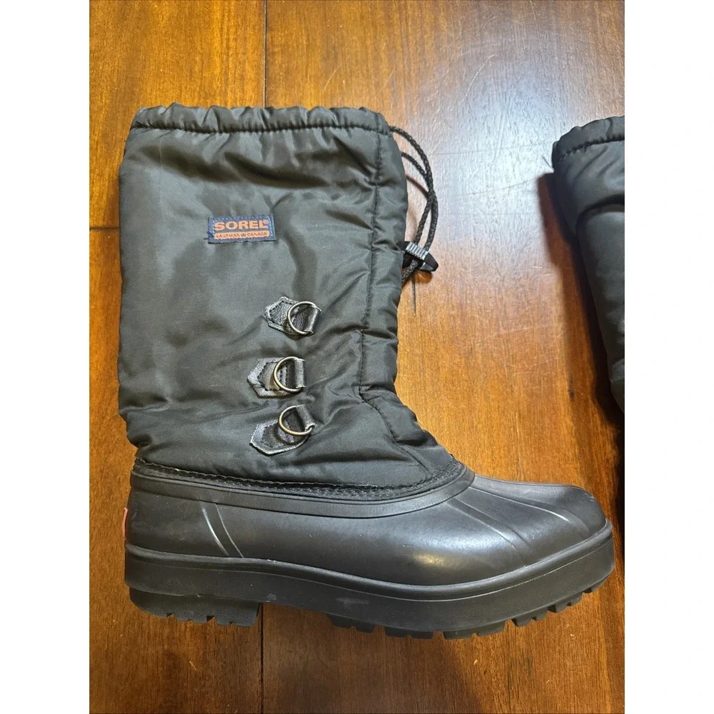 Vintage Sorel Kaufman Canada Snow Boots Womens 8‎ Black Pac Boots Felt Liner